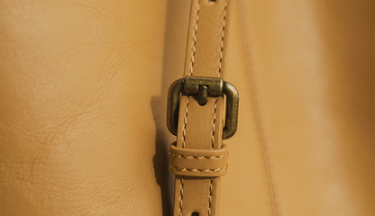 Women Leather Bucket Shoulder Bag Tote with Zipper