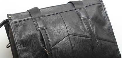 Black Leather Laptop Bag Messenger Shoulder Purse