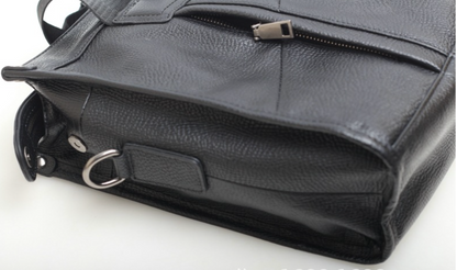 Black Leather Laptop Bag Messenger Shoulder Purse