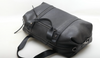 Black Leather Commuter Travel Duffle Bag