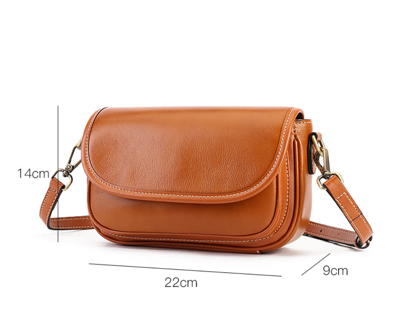 Real Leather Shoulder Crossbody Bag With Zipper Compartments