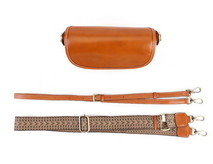 Real Leather Shoulder Crossbody Bag With Zipper Compartments