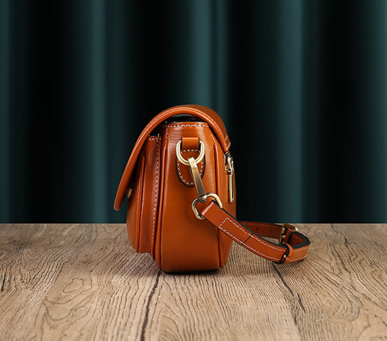 Real Leather Shoulder Crossbody Bag With Zipper Compartments