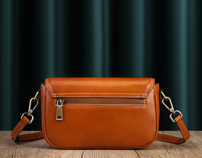 Real Leather Shoulder Crossbody Bag With Zipper Compartments