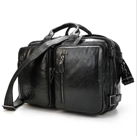 Leather Office Bag Business Briefcase & Backpack Convertible
