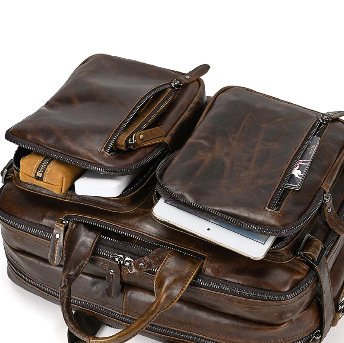 Men’s Genuine Leather Office Bag Laptop Briefcase Backpack