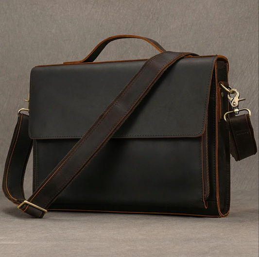 Genuine Leather Briefcase Men Laptop Business Bag