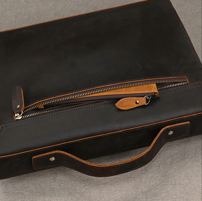 Genuine Leather Briefcase Men Laptop Business Bag