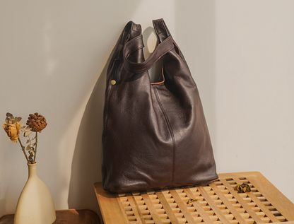 Genuine Leather Office Tote Handbag with Large Capacity