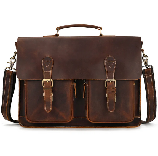 Genuine Leather Laptop Briefcase for Work & Travel