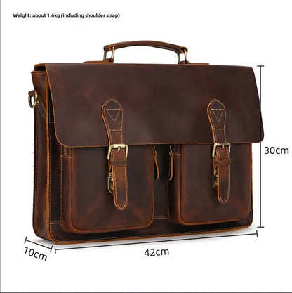 Genuine Leather Laptop Briefcase for Work & Travel