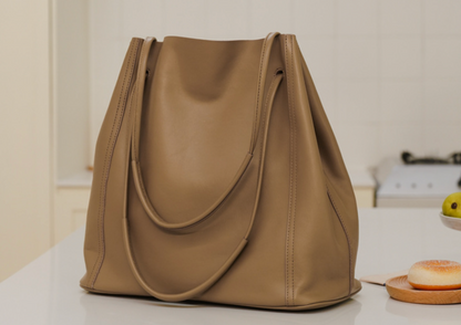 Vintage Women Leather Tote Bag Bucket Purse