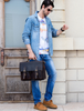 Men Leather Office Bag Brown Briefcase Messenger Laptop