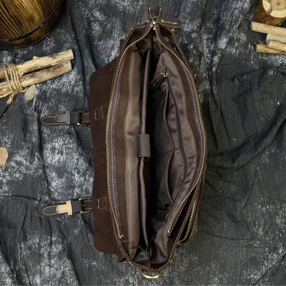 Men Leather Office Bag Brown Briefcase Messenger Laptop
