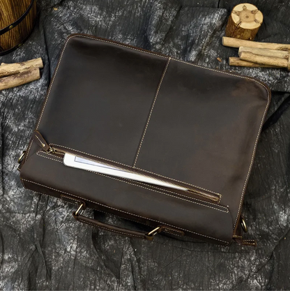 Men Leather Office Bag Brown Briefcase Messenger Laptop