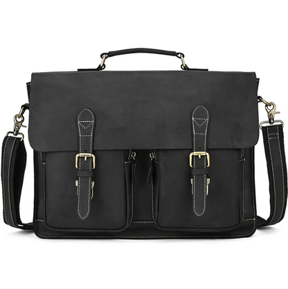 Men Leather Office Bag Brown Briefcase Laptop
