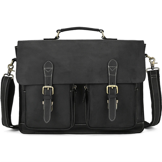 Men Leather Office Bag Brown Briefcase Laptop