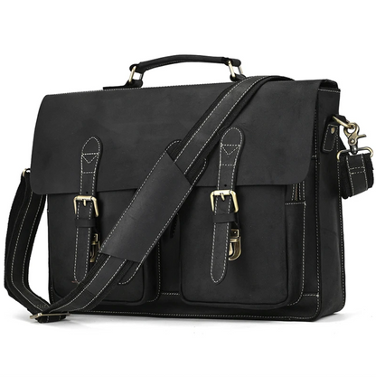 Men Leather Office Bag Brown Briefcase Laptop