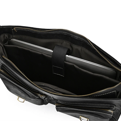Men Leather Office Bag Brown Briefcase Laptop