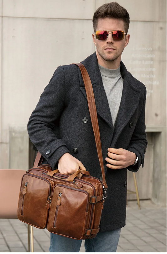 Men’s Genuine Leather Office Bag Briefcase Backpack