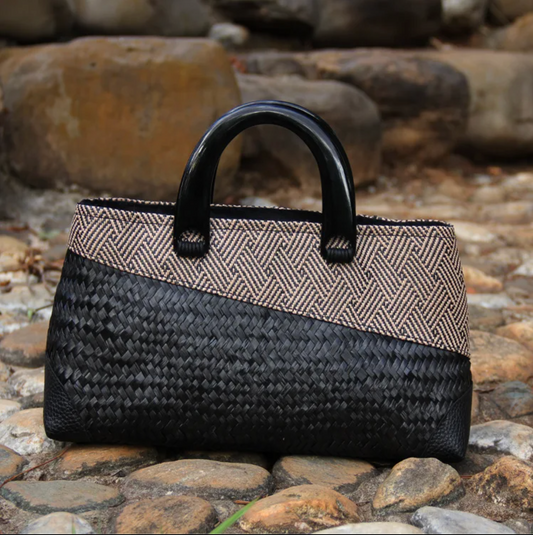 Rattan and Leather Bag Women’s Summer Handbag