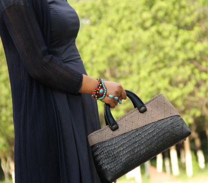 Rattan and Leather Bag Women’s Summer Handbag