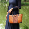 Handmade Woven Summer Purse with Patterned Fabric