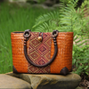 Handmade Woven Summer Purse with Patterned Fabric