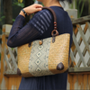 Handmade Woven Summer Purse with Patterned Fabric