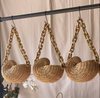Conch Shell Straw Shoulder Bag with Acrylic Chain