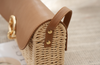 Rattan Crossbody Bag with Leather Flap