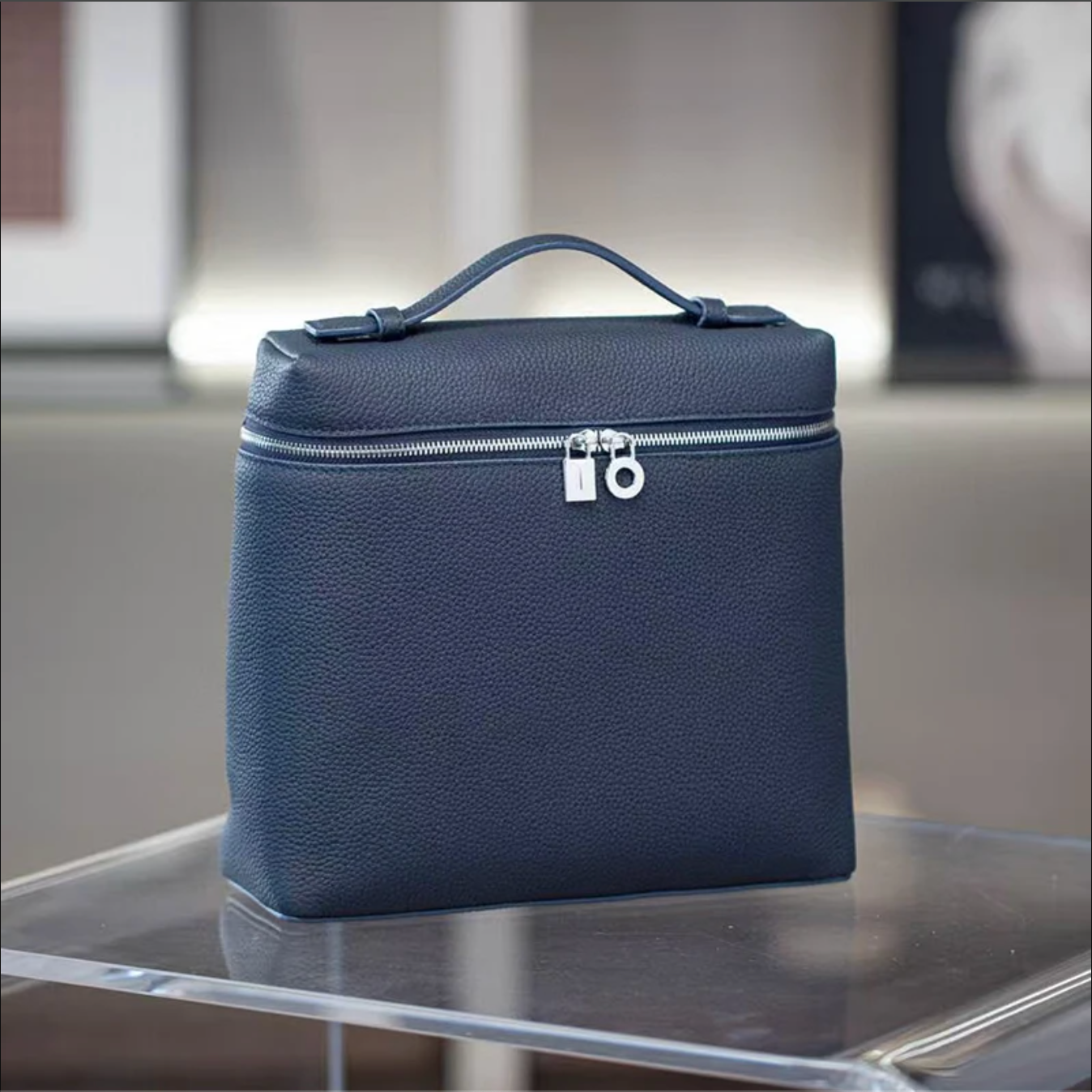 Soft Leather Square Commuter Backpack Handbag