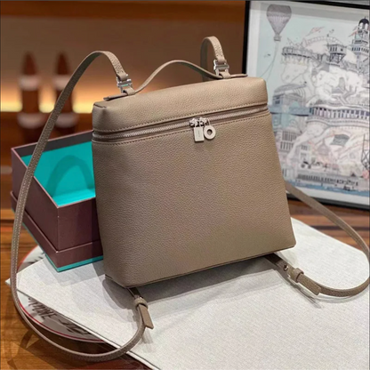 Soft Leather Square Commuter Backpack Handbag