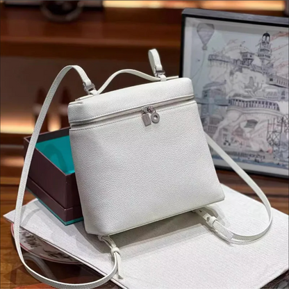 Soft Leather Square Commuter Backpack Handbag