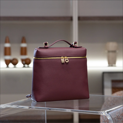 Soft Leather Square Commuter Backpack Handbag