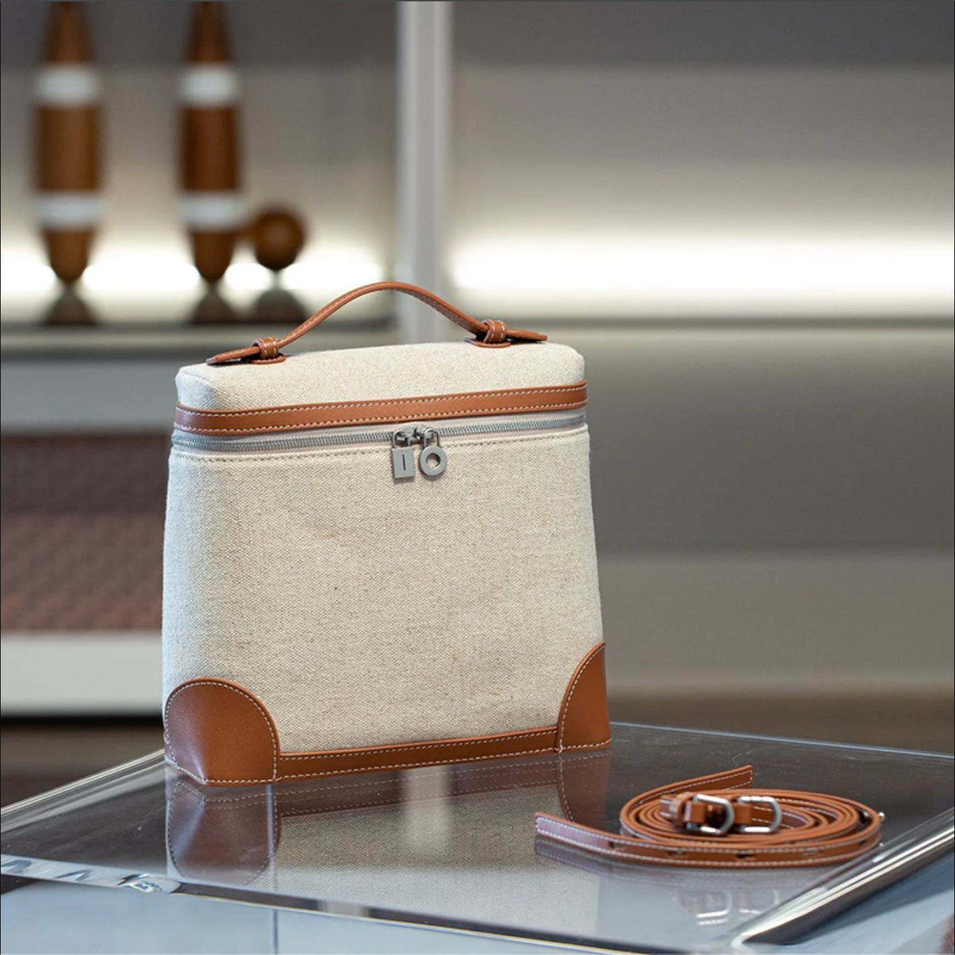 Soft Leather Square Commuter Backpack Handbag