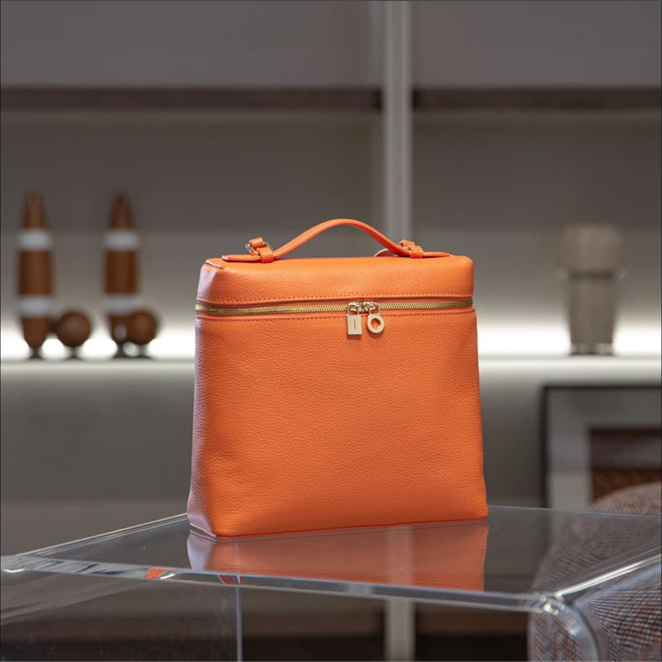 Soft Leather Square Commuter Backpack Handbag