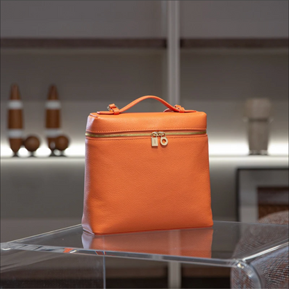 Soft Leather Square Commuter Backpack Handbag