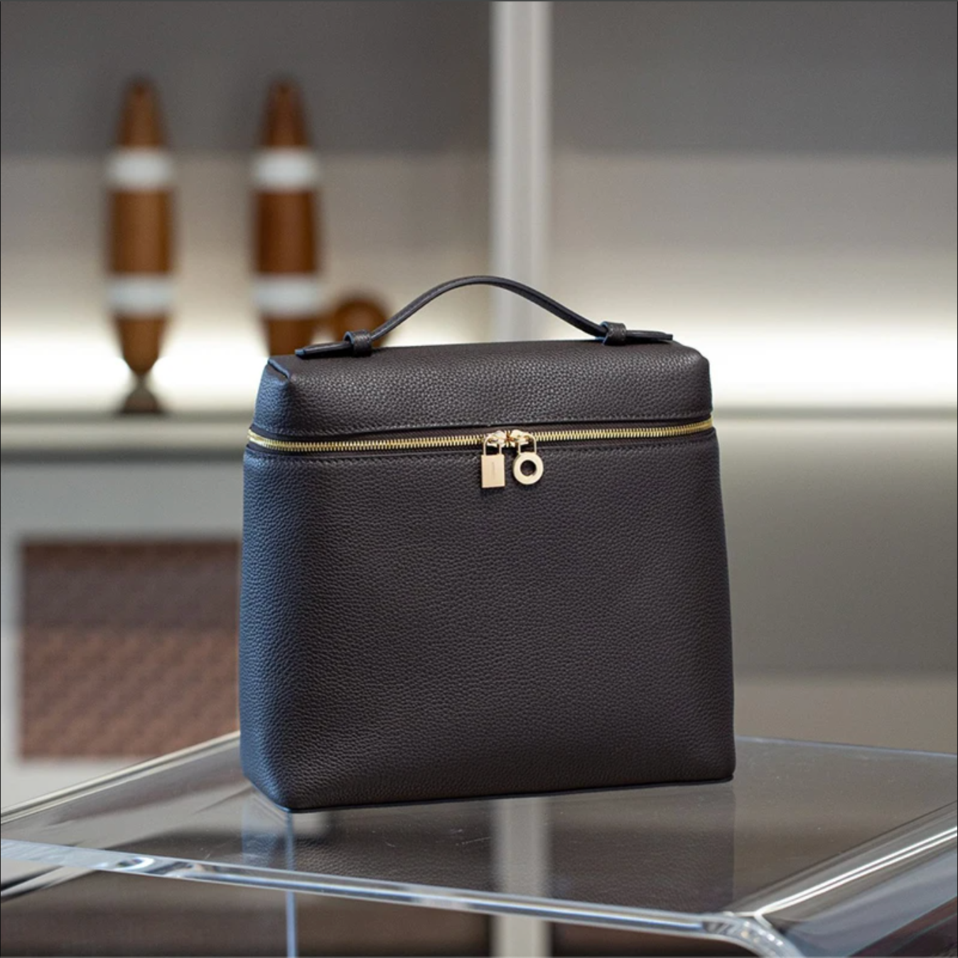 Soft Leather Square Commuter Backpack Handbag