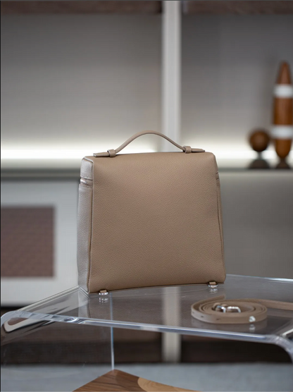 Soft Leather Square Commuter Backpack Handbag