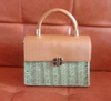 Woven Straw Summer Bag with Leather Handle for Beach & Vacation