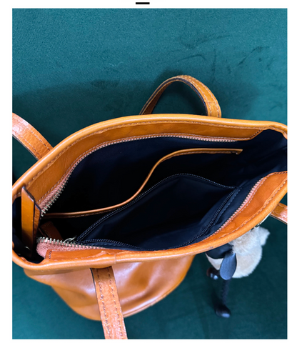 Women’s Genuine Leather Single Shoulder Bucket Bag