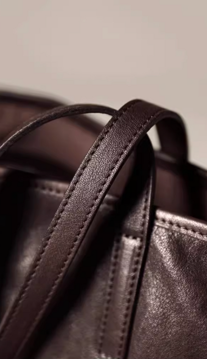 Genuine Full Grain Large Office Shoulder Purse with Zipper