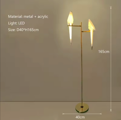 Bird Decoration LED Floor Lamp Modern Rustic Boho Standing Light