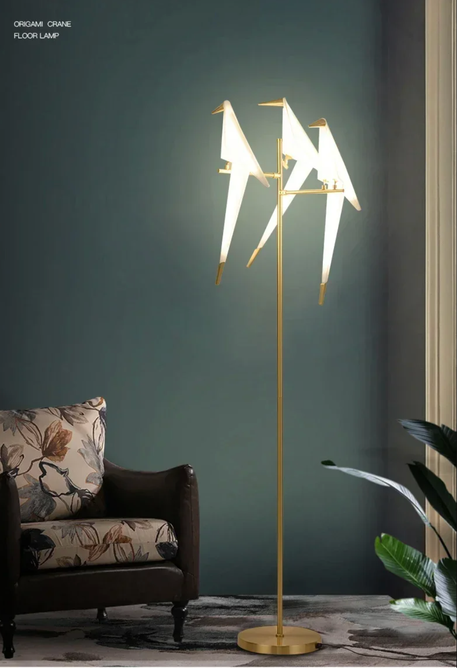 Bird Decoration LED Floor Lamp Modern Rustic Boho Standing Light