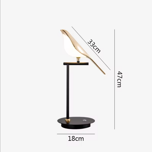 LED Bedside Table Lamp Magpie Bird Model Black Gold