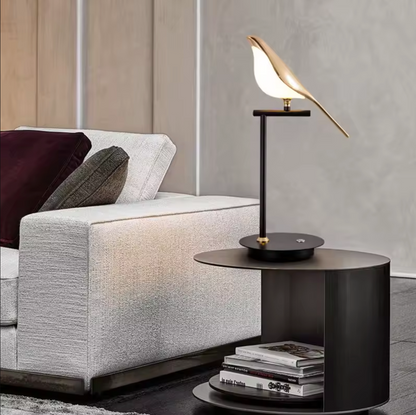 LED Bedside Table Lamp Magpie Bird Model Black Gold
