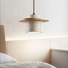 Japanese Stone Wood Pendant Lamp Cream Ceiling Light Fixture