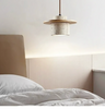 Japanese Stone Wood Pendant Lamp Cream Ceiling Light Fixture