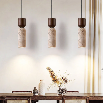 Japanese Wabi Sabi Stone Pendant Ceiling Lamp Chandelier